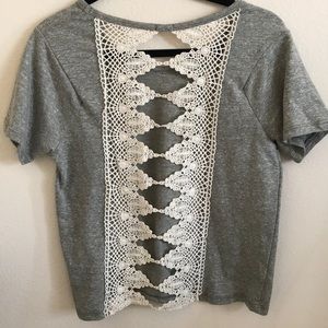 Gibson Marbled Grey Lace Crochet Back